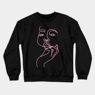 One Line Digital Art Black pink Crewneck Sweatshirt